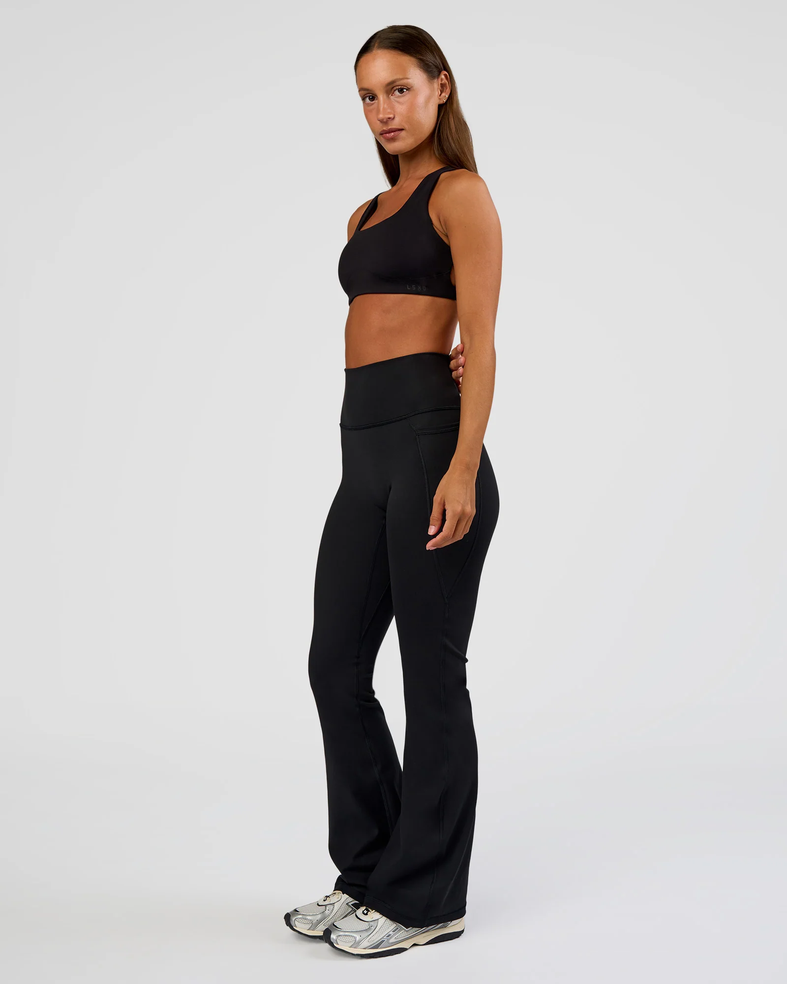 Fusion Ultra High-Rise Flared Petite Legging Pockets - Black - Image 7