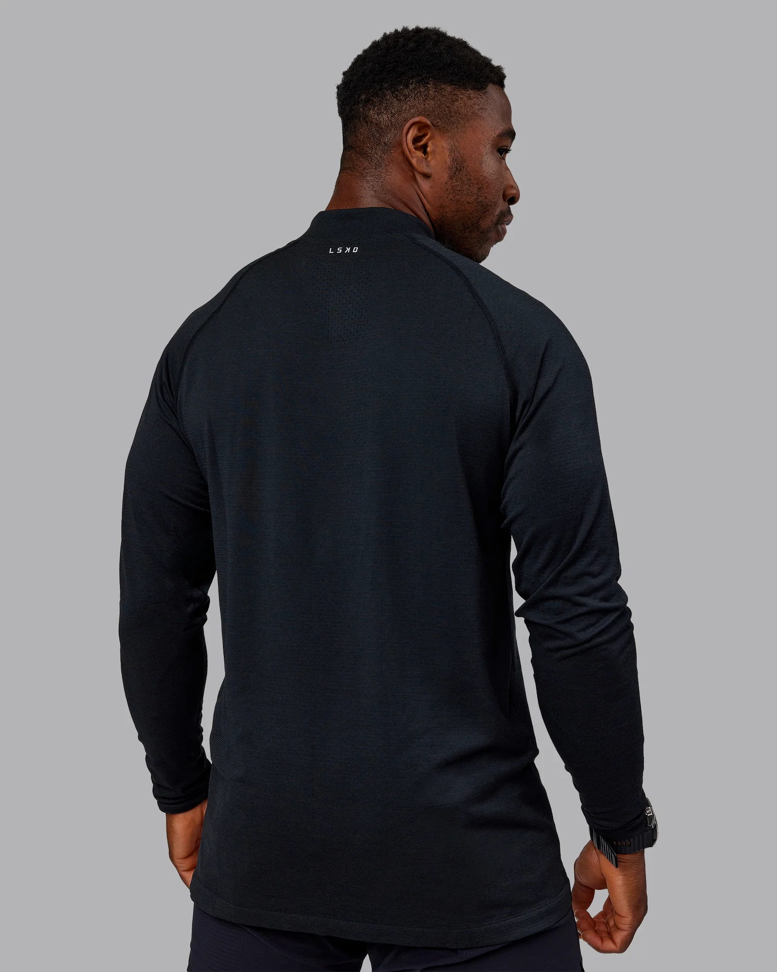 AeroFLX+ Seamless Half Zip Long Sleeve Tee - Black Marl - Image 4
