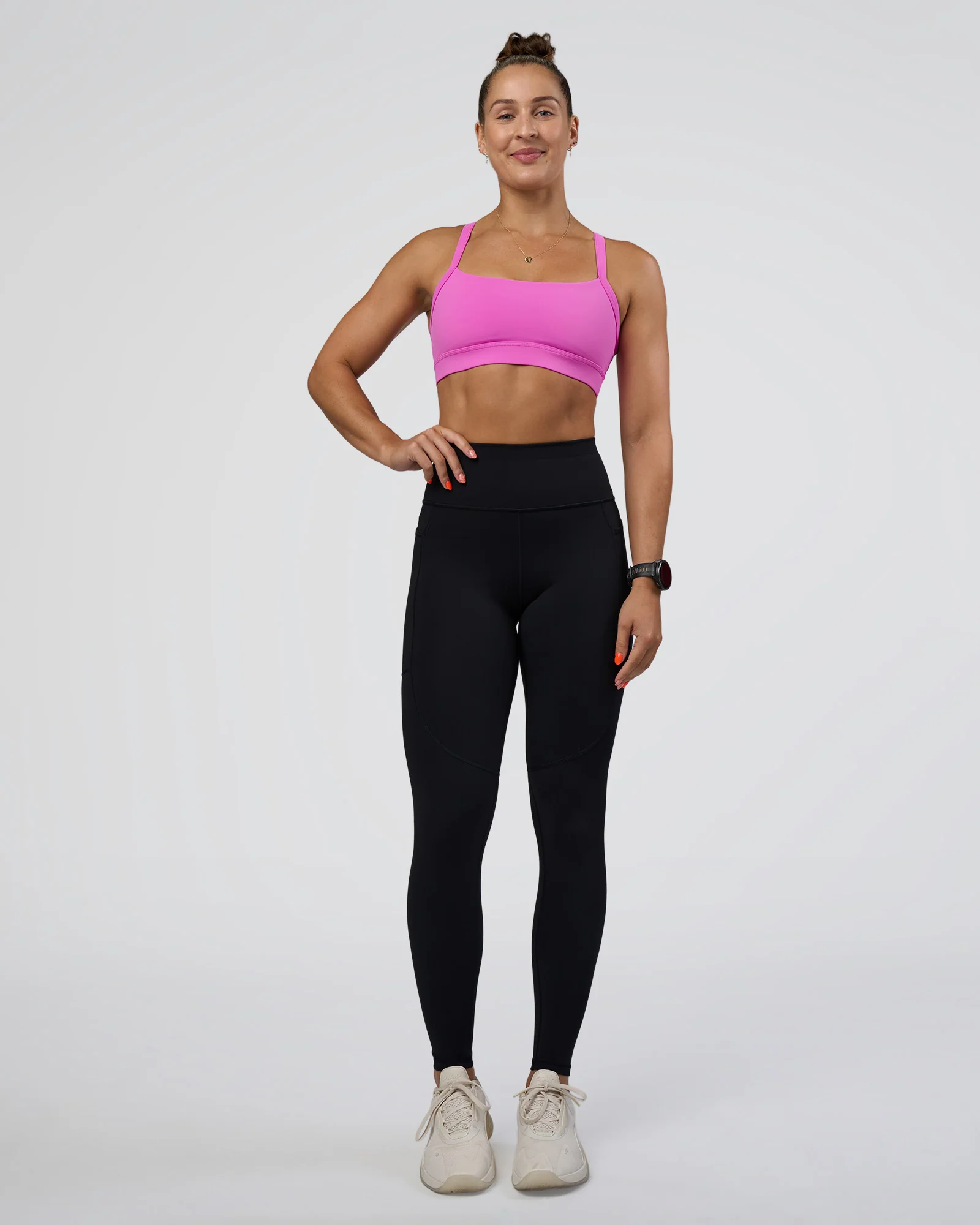 Rep Ultra High-Rise Full Length Legging Pockets - Black-Ultra Fuchsia - Image 5